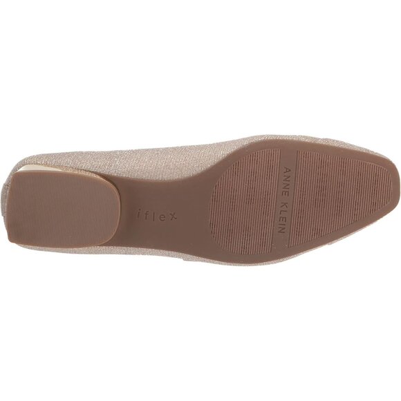 Anne Klein Womens Platinum LeatherClosed Pointed ToePull-On Carlie Ballet Flat - Picture 4 of 7